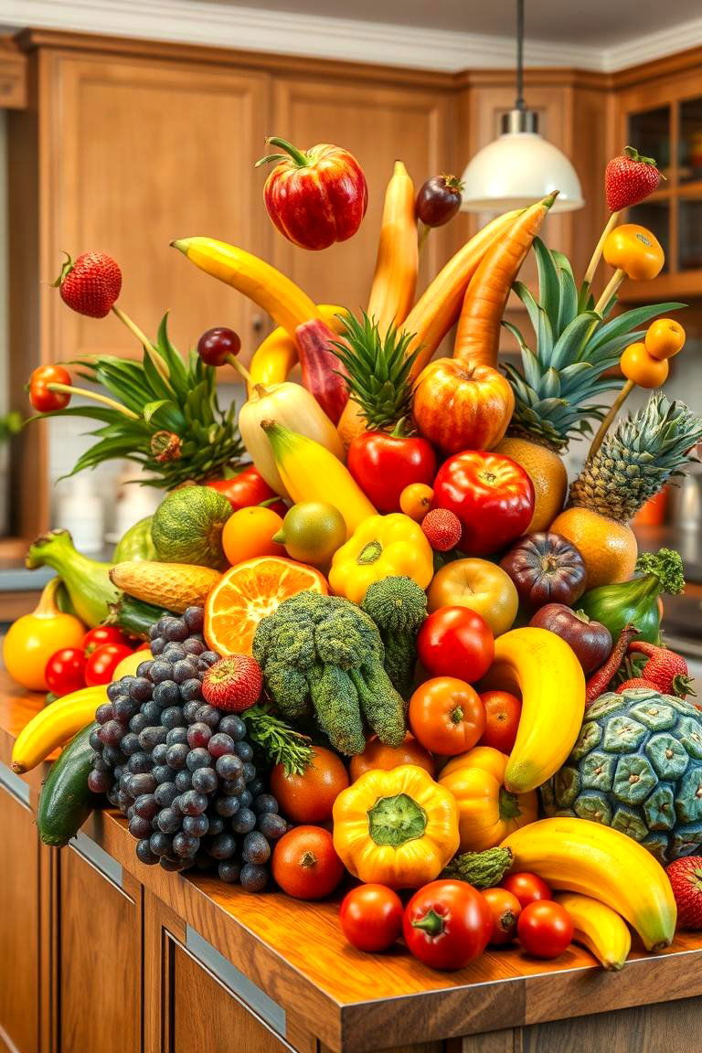 Whimsical Fruit and Vegetable Medley - 24 Kitchen Island Centerpiece Ideas