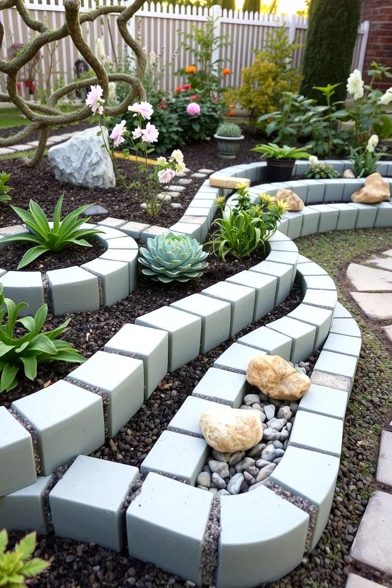 Whimsical Garden Border Design - 24 Sage Green Painted Brick House Ideas