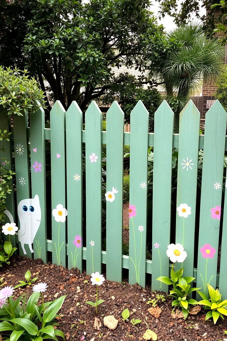 Whimsical Garden Murals - 24 Sage Green Garden Fence Ideas