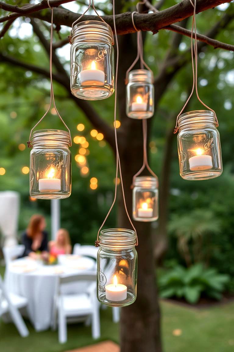 Whimsical Hanging Mason Jar Lanterns - 24 Mason Jar Centerpiece Ideas