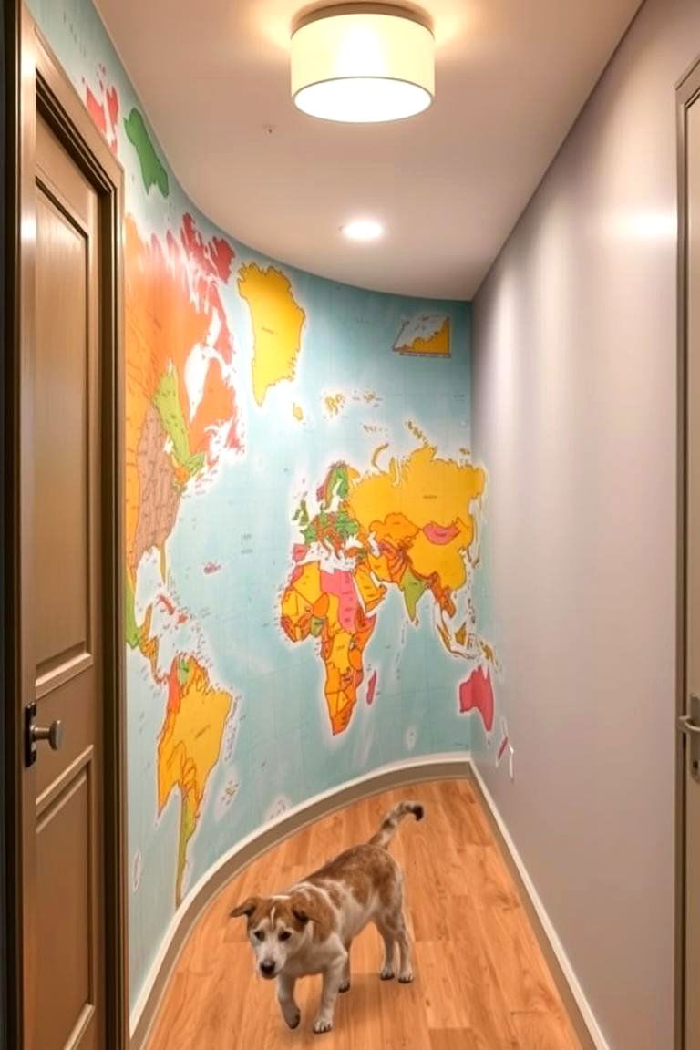 Whimsical Map Mural Wallpaper - 24 Hallway Wallpaper Ideas