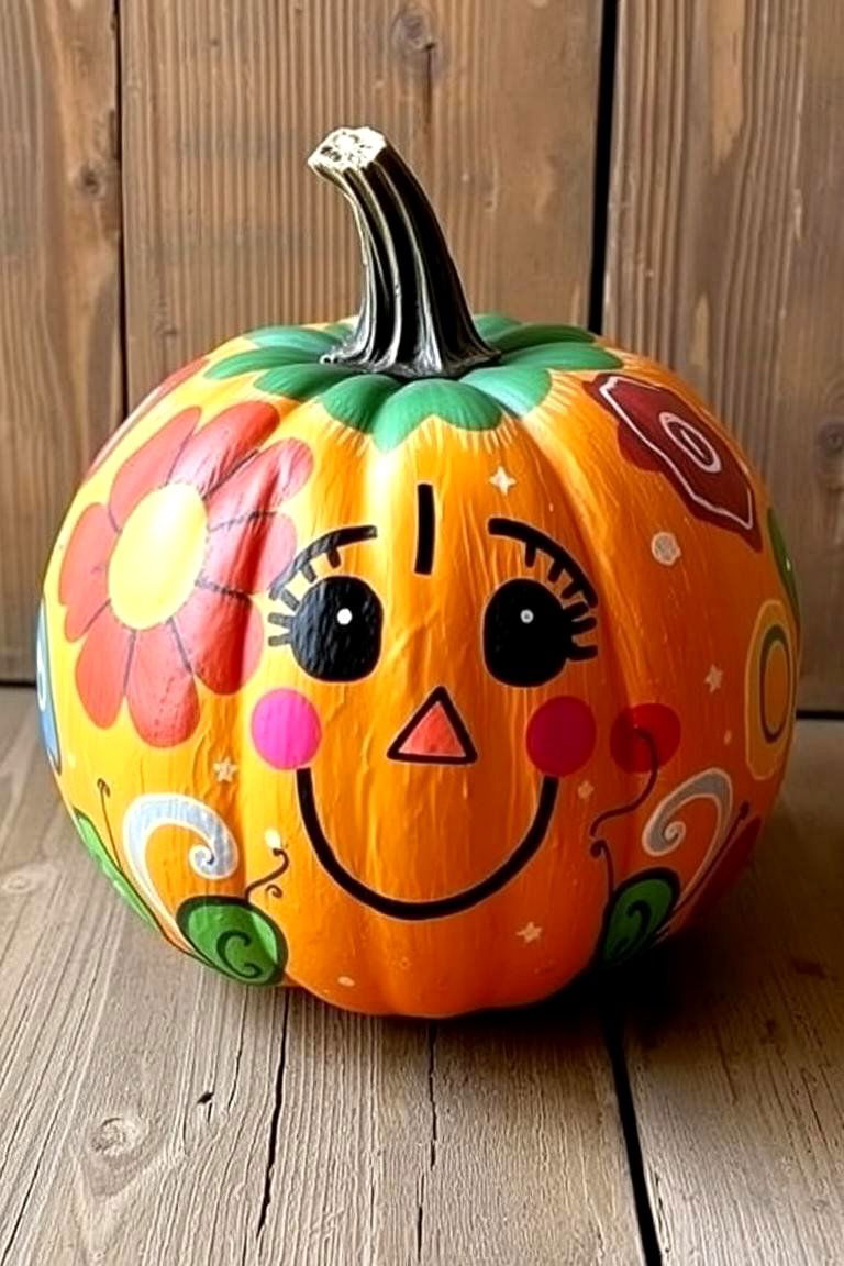 Whimsical Painted Pumpkins - 24 Pumpkin Decor Ideas
