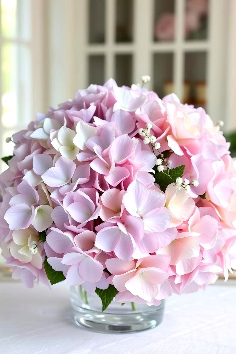 Whimsical Pastel Hydrangea Centerpiece - 24 Hydrangea Centerpiece Ideas