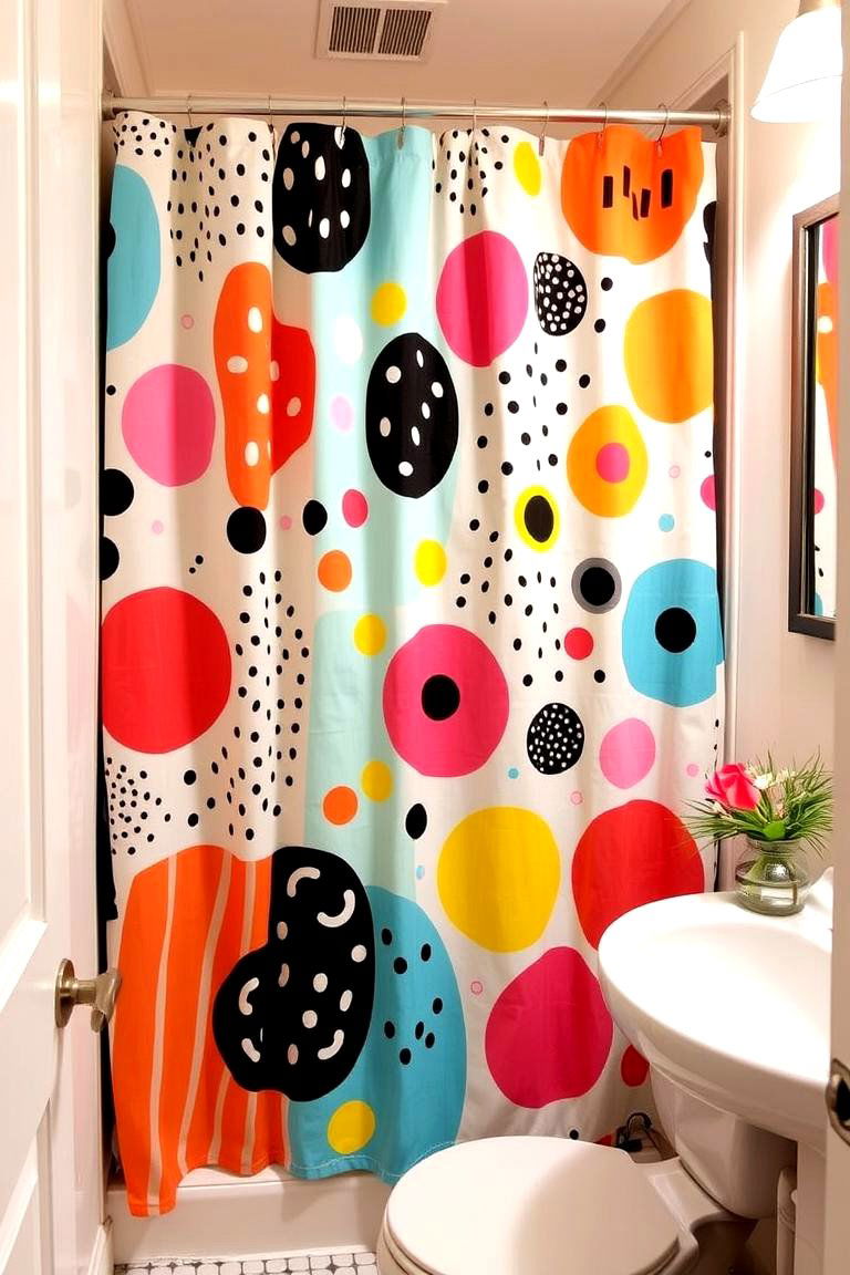 Whimsical Patterns Playfulness - 24 bathroom curtain ideas