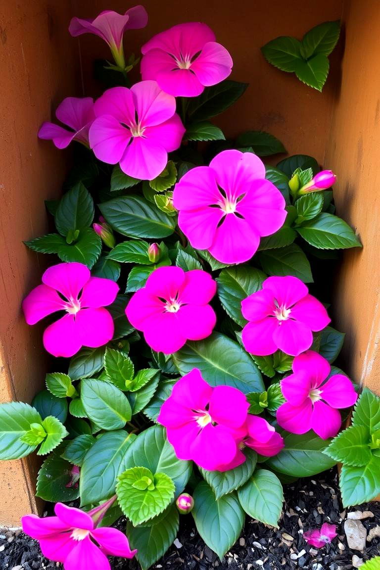 Whimsical Pink Impatiens Nook - 24 Pink Garden Ideas