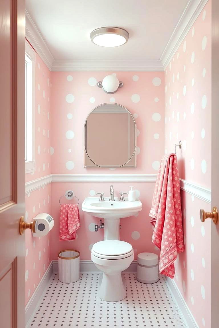 Whimsical Pink and Polka Dot Bathroom - 24 Pink Room Ideas