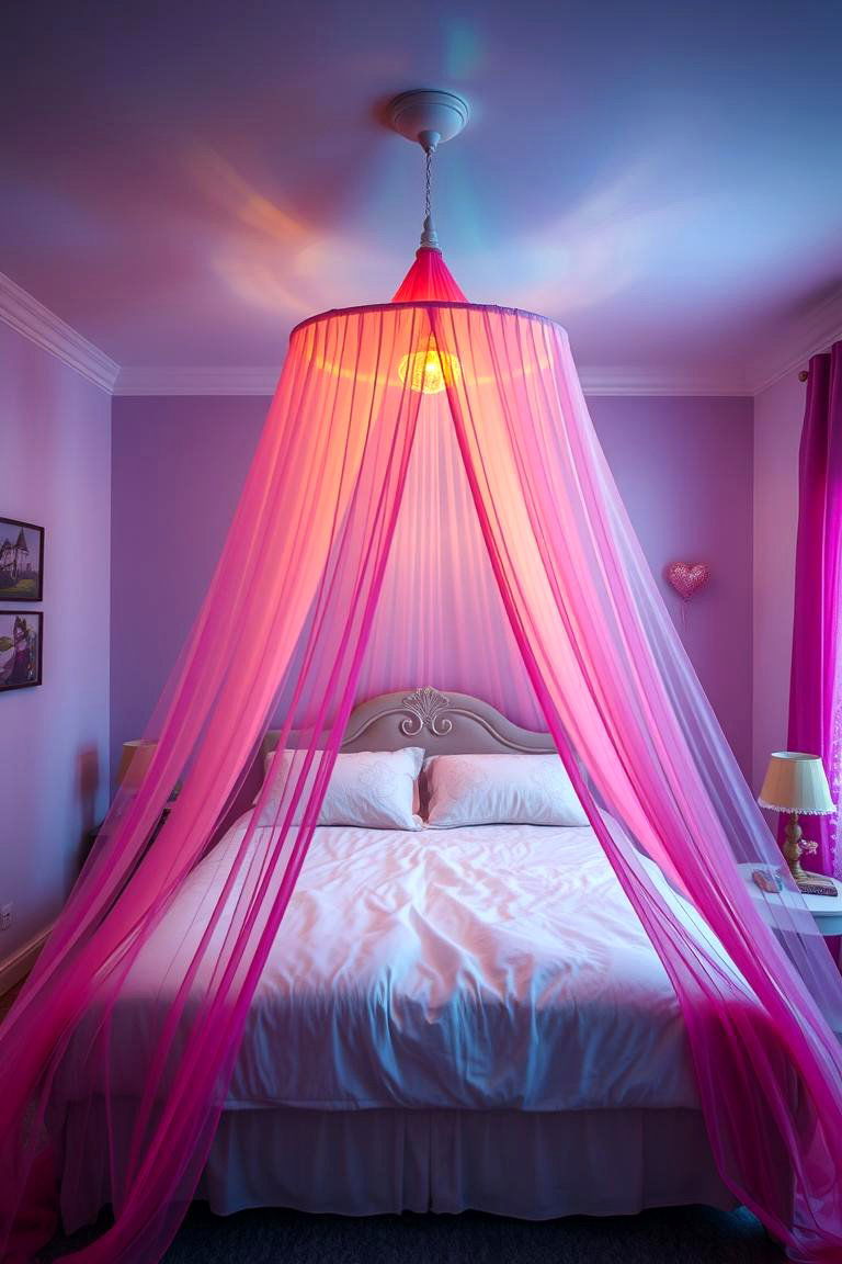 Whimsical Rainbow Canopy - 24 Rainbow Bedroom Ideas