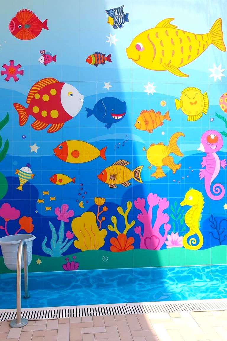 Whimsical Sea Creatures Pool Mural - 24 Pool Murals