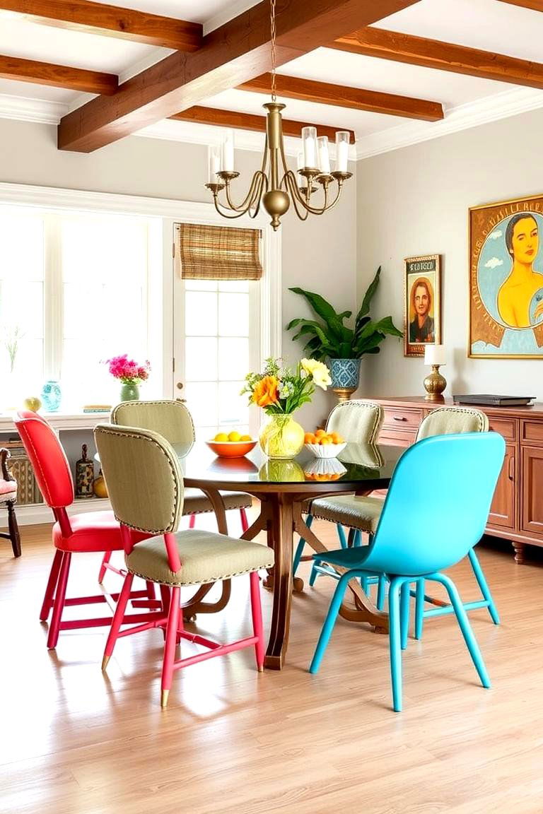 Whimsical Statement Chairs - 24 Boho Dining Room Ideas