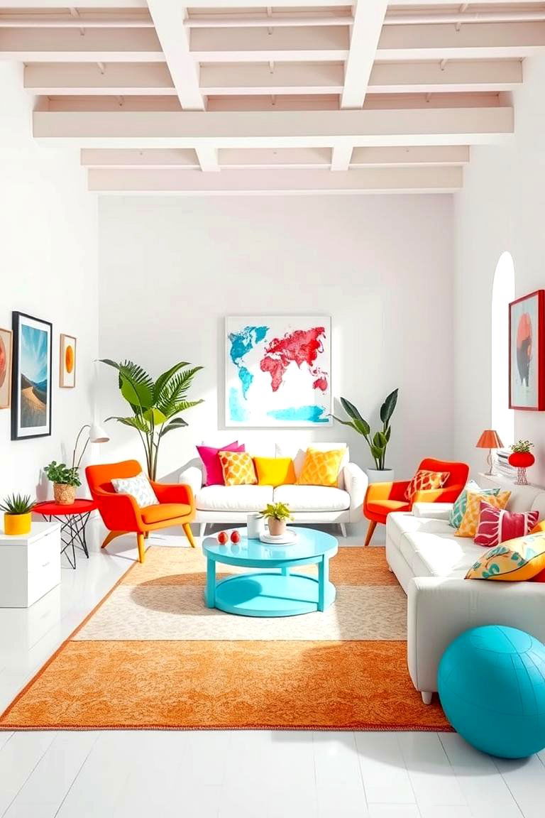 Whimsical White and Colorful Accents Room - 24 Colorful Room Ideas