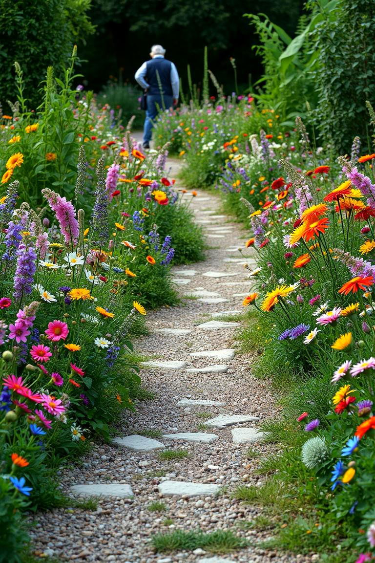 Whimsical Wildflower Path - 24 Wildflower Garden Ideas