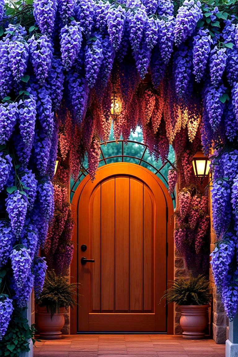 Whimsical Wisteria Arched Entryway - 24 Cottagecore House Exterior Ideas
