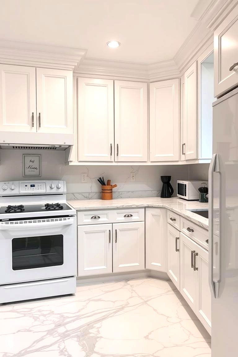 White Appliances With Marble Surfaces - 24 Kitchen With White Appliances Ideas