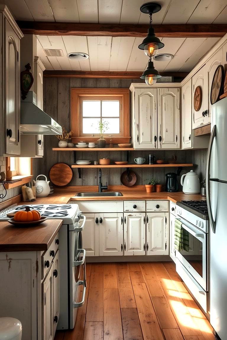 White Appliances With Rustic Accents - 24 Kitchen With White Appliances Ideas