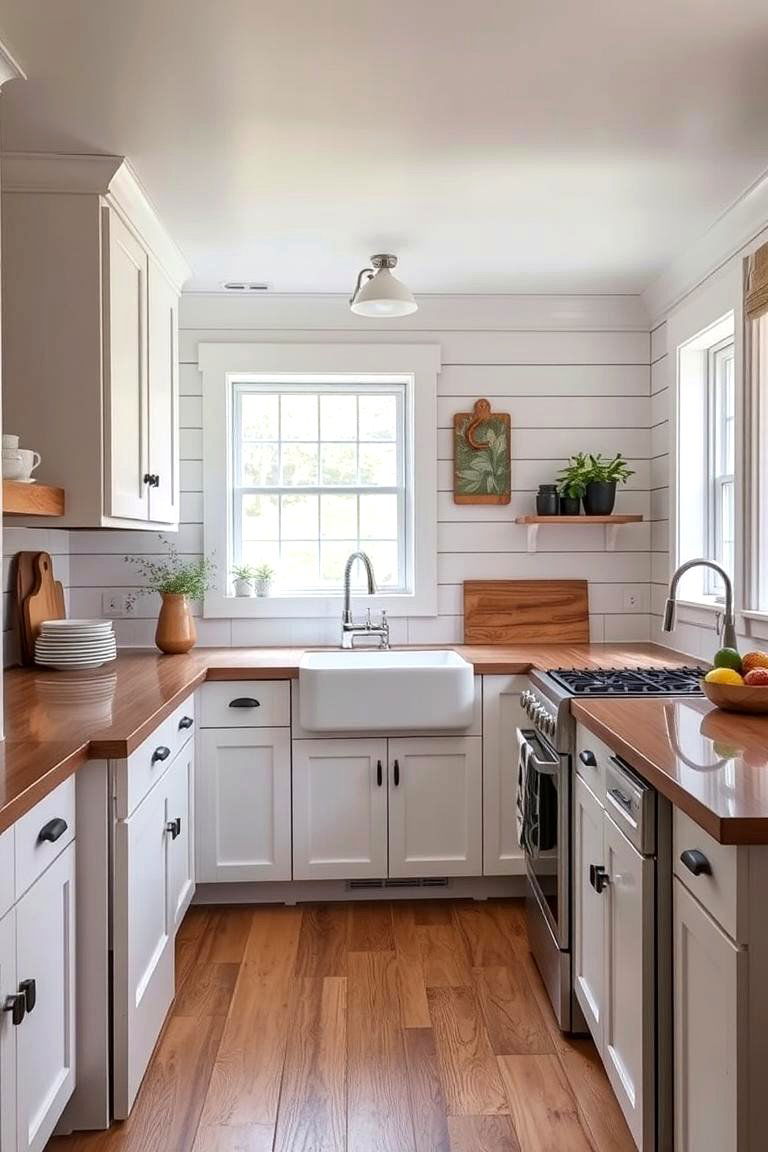 White Appliances in a Modern Farmhouse Kitchen - 24 Kitchen With White Appliances Ideas