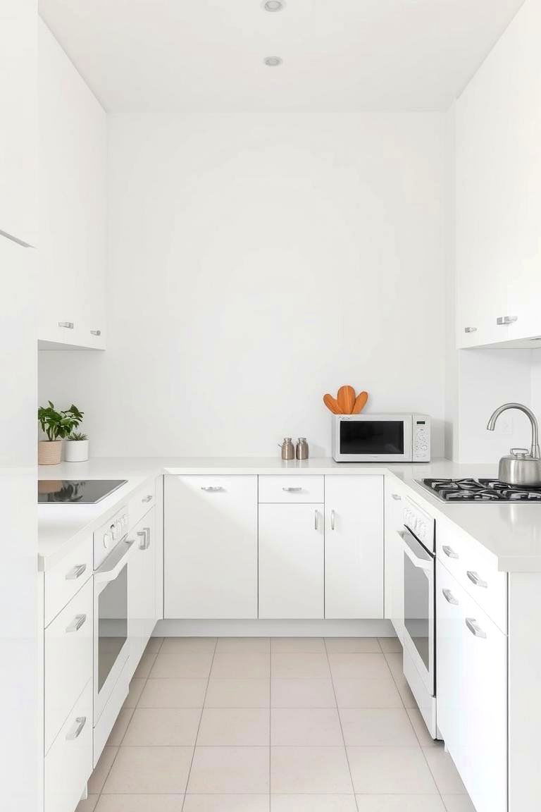 White Appliances in a Sleek Minimalist Kitchen - 24 Kitchen With White Appliances Ideas