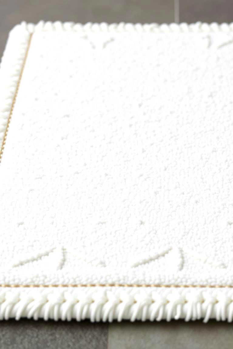 White Bath Mat with Gold Accents - 24 White and Gold Bathroom Ideas