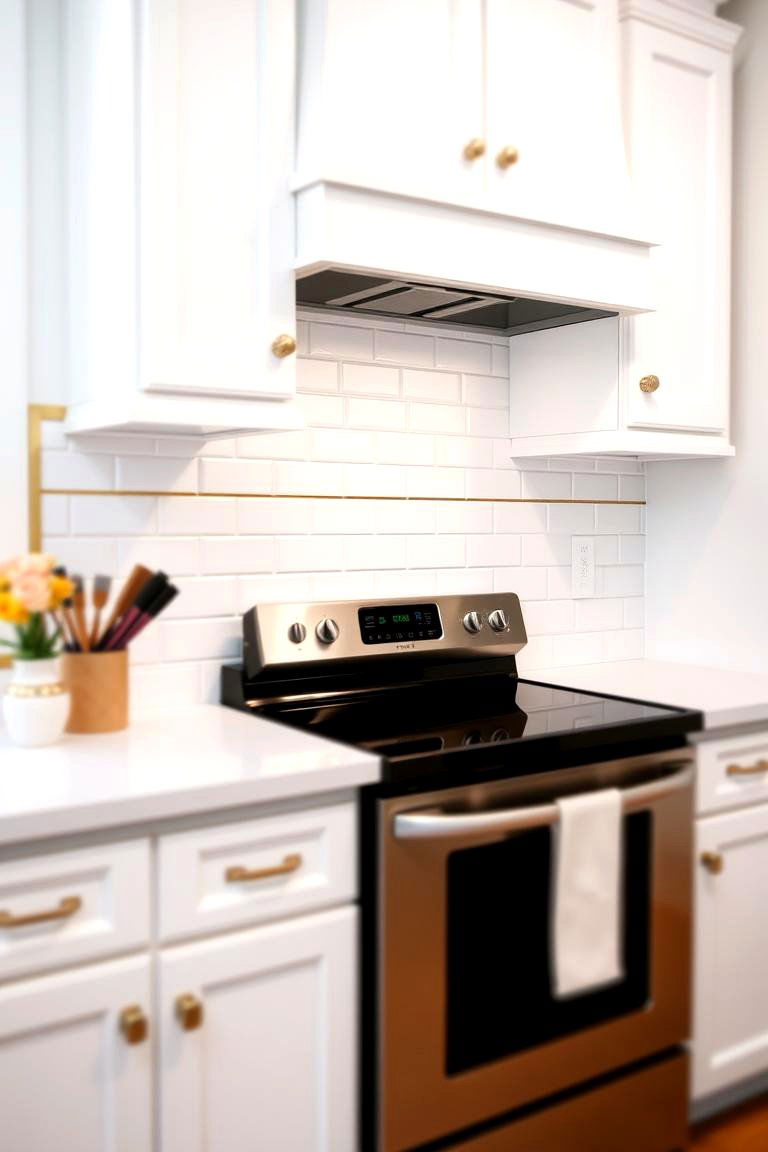 White Beadboard with Gold Trim - 24 White and Gold Kitchen Backsplash Ideas