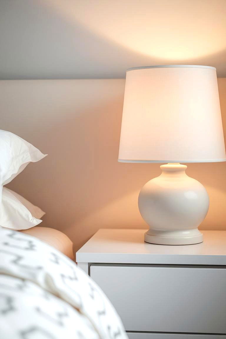 White Bedside Lamps with Pink Bases - 24 Pink and White Bedroom Ideas