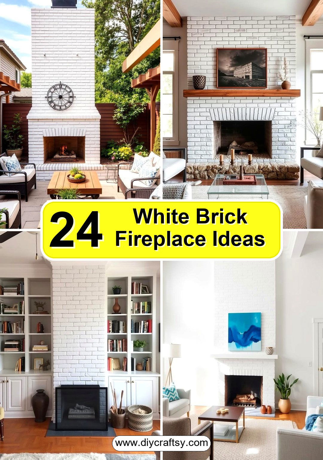 White Brick Fireplace Ideas