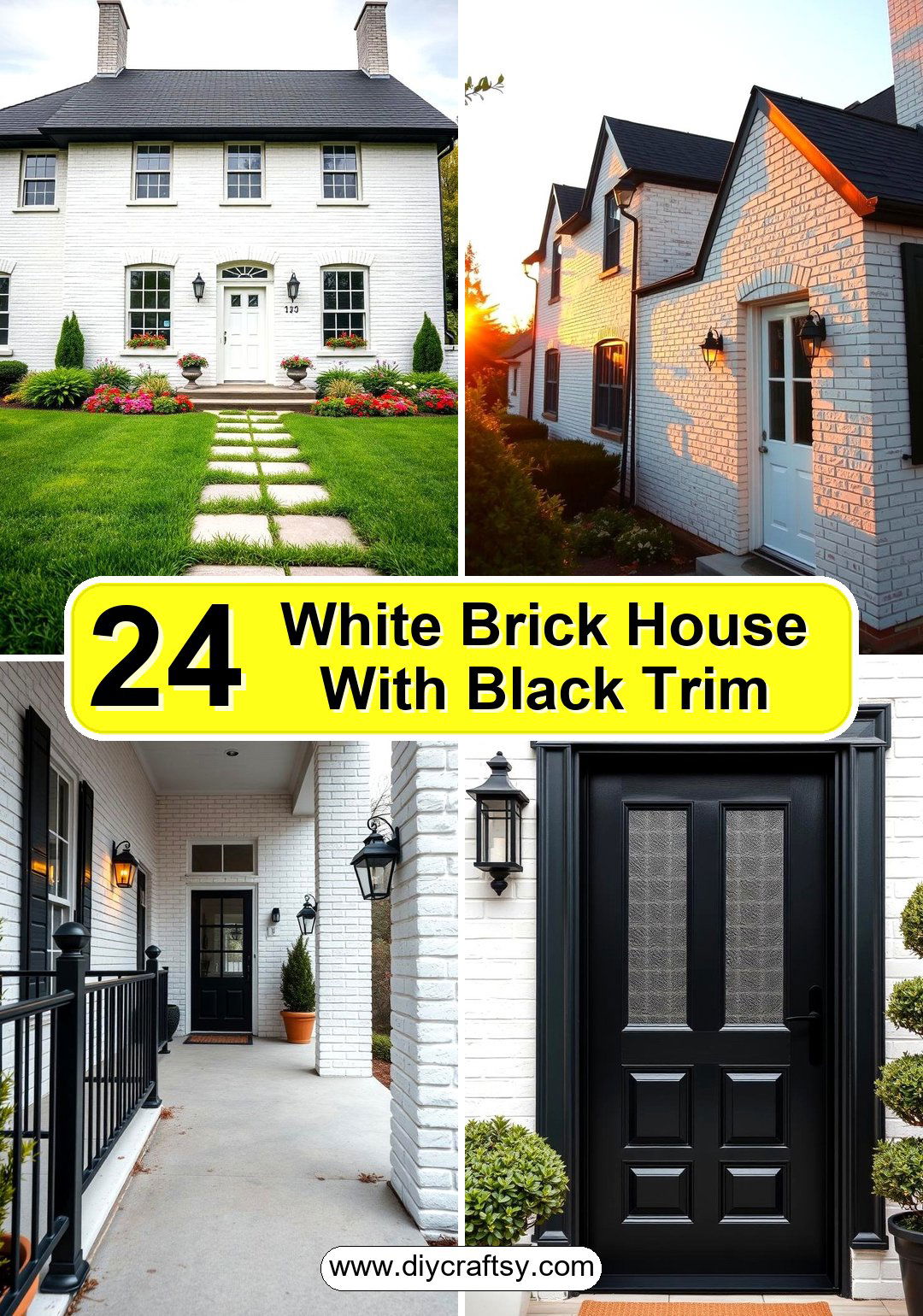 White Brick House With Black Trim