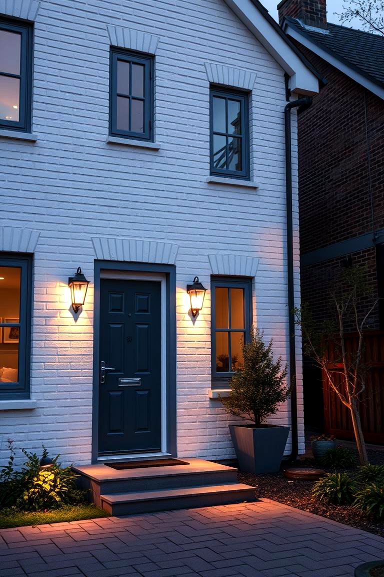 White Brick with Grey Accents - 24 White Home Exterior Ideas