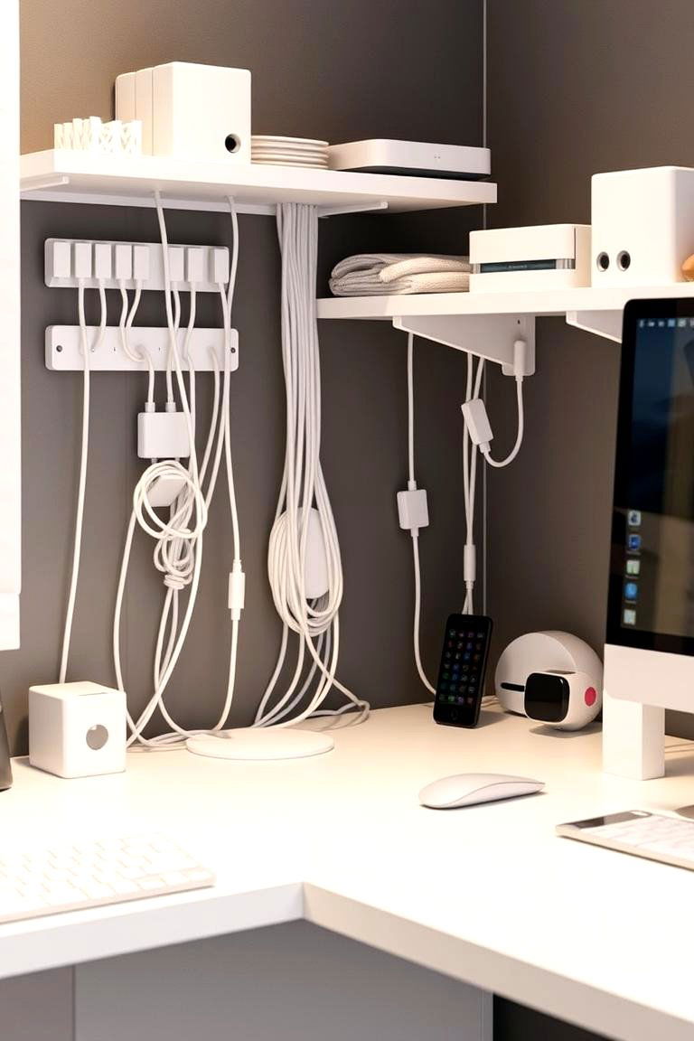 White Cable Management System - 24 All White Gaming Setup Ideas