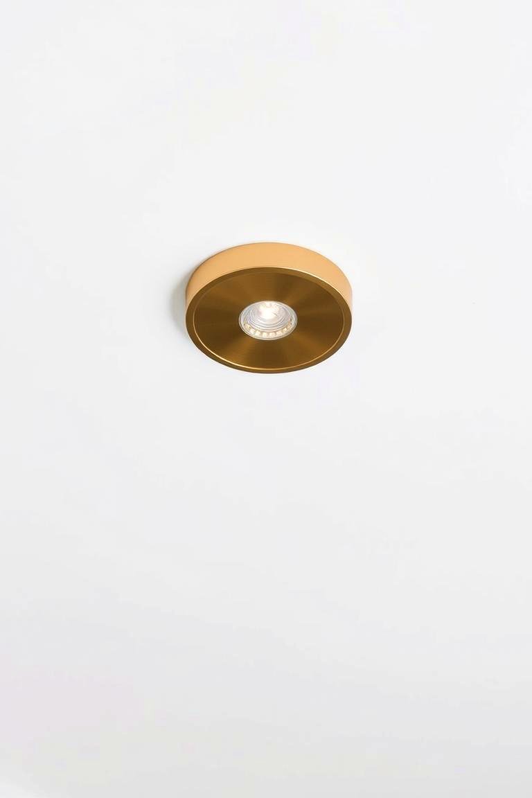 White Ceiling with a Subtle Gold Light Fixture - 24 White and Gold Bedroom Ideas