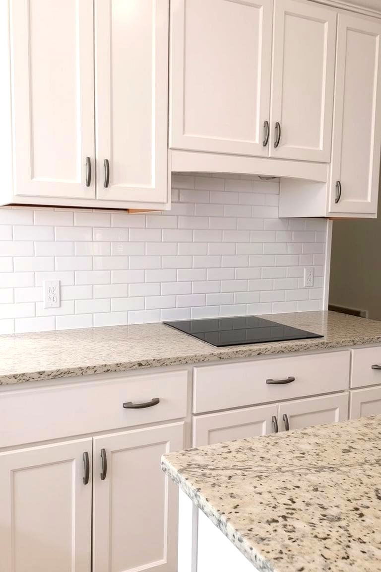 White Ceramic Tiles - 24 Backsplash Ideas for White Cabinets and Granite Countertops