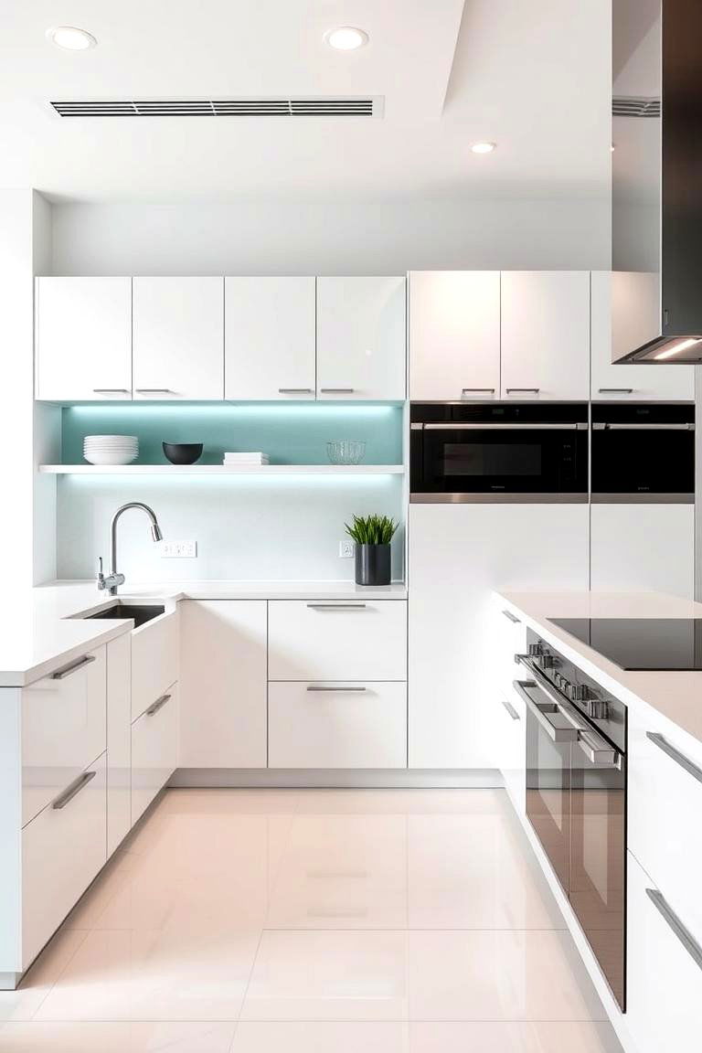 White Countertops with Teal Accents - 24 Teal and White Kitchen Ideas