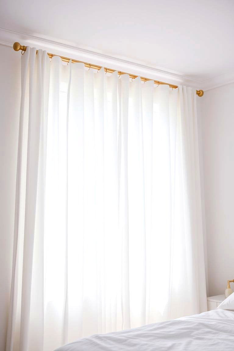 White Curtains with Gold Accents or Hardware - 24 White and Gold Bedroom Ideas