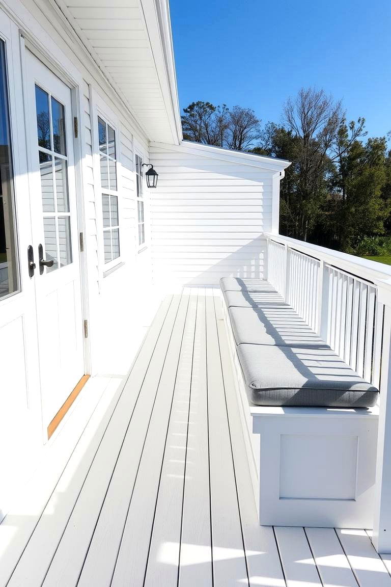 White Deck with Built in Seating - 24 White Deck Ideas