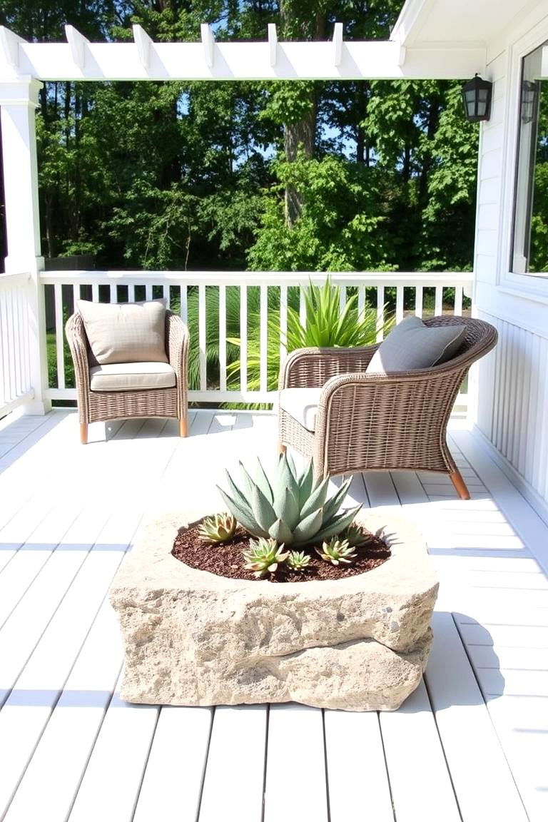 White Deck with Different Textures - 24 White Deck Ideas