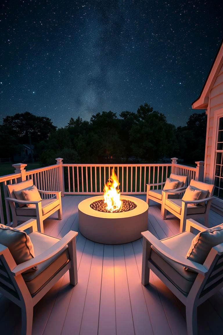 White Deck with Fire Pit - 24 White Deck Ideas