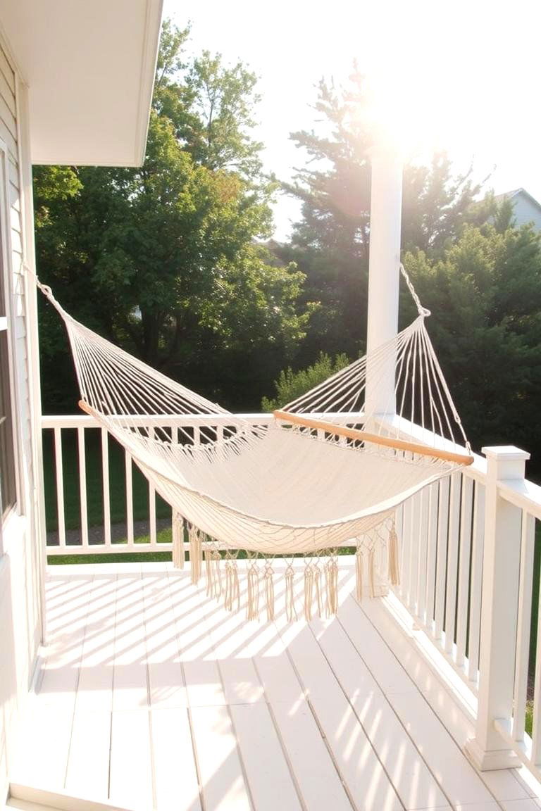 White Deck with Hammock or Swing Chair - 24 White Deck Ideas