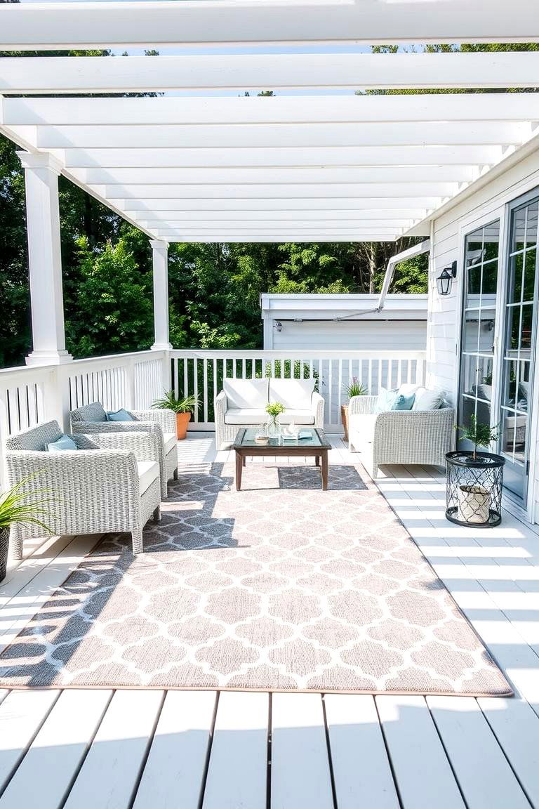 White Deck with Outdoor Rug - 24 White Deck Ideas