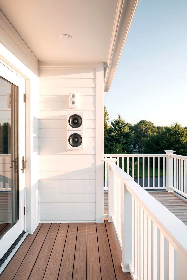 White Deck with Outdoor Speakers - 24 White Deck Ideas