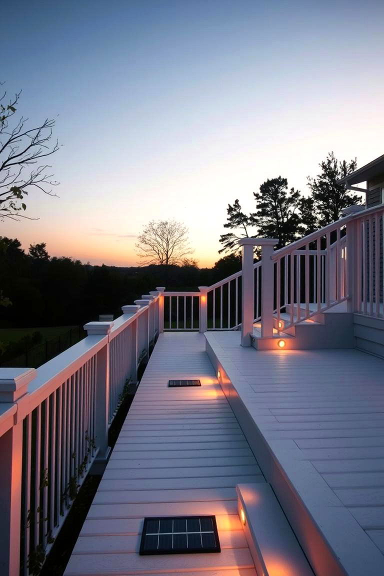 White Deck with Solar Lighting - 24 White Deck Ideas
