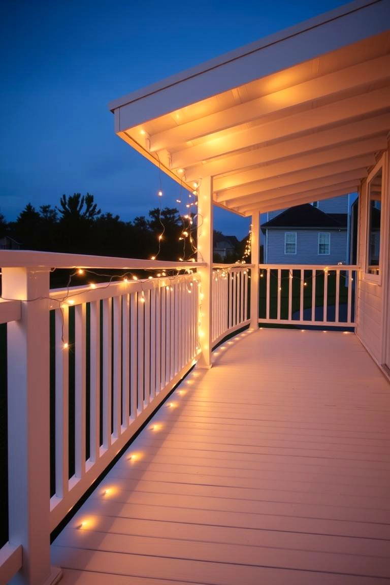 White Deck with String Lights - 24 White Deck Ideas