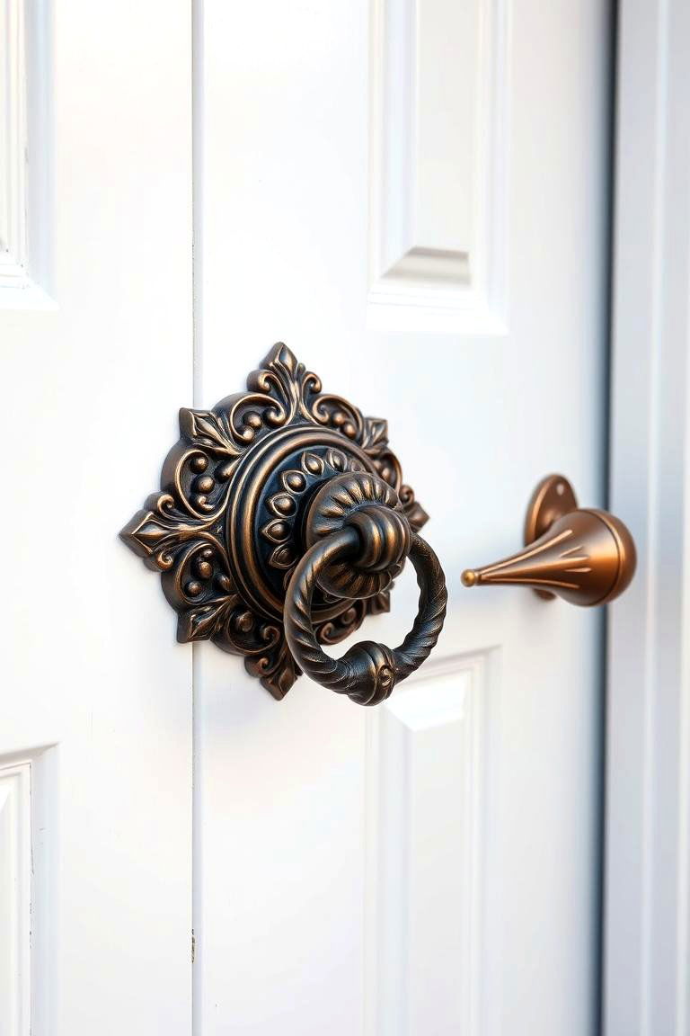White Door with Decorative Hardware - 24 White Front Door Ideas