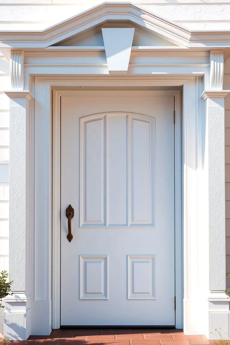 White Door with Decorative Molding - 24 White Front Door Ideas