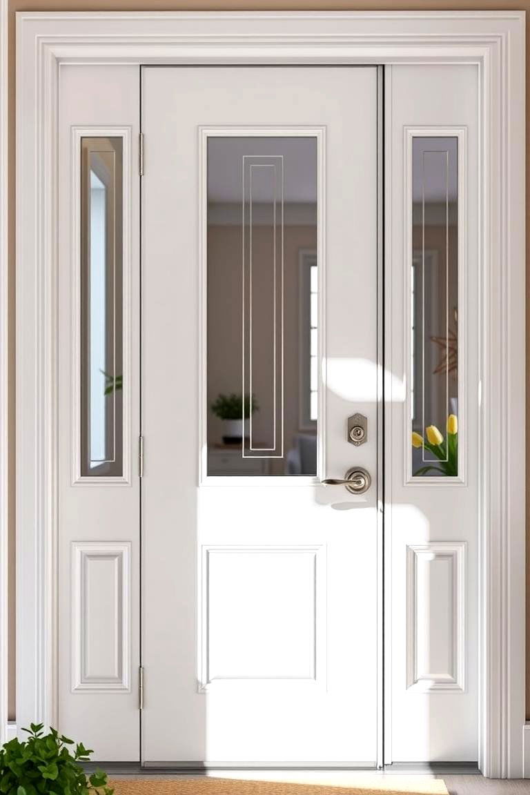 White Door with Glass Inserts - 24 White Front Door Ideas