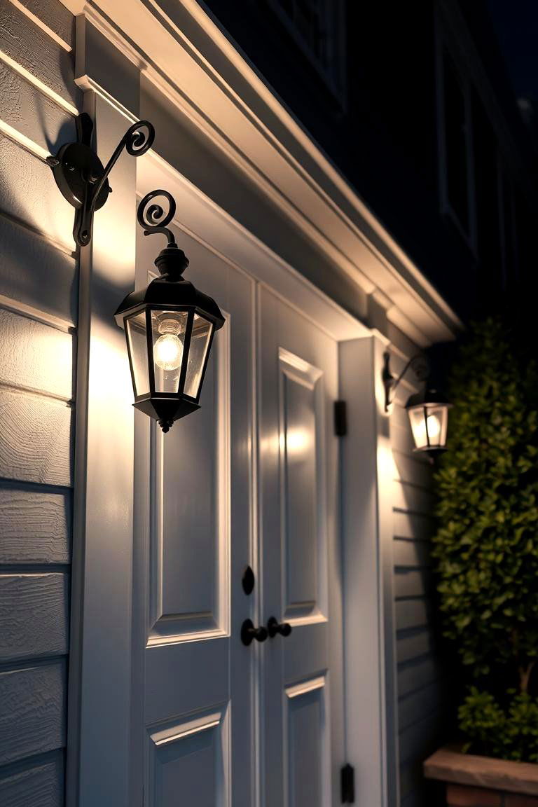 White Door with Outdoor Lighting - 24 White Front Door Ideas