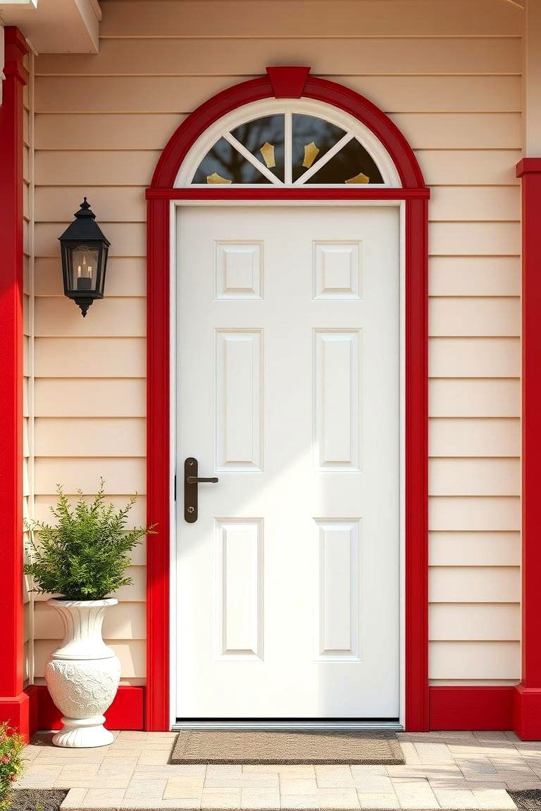 White Door with a Pop of Color Surround - 24 White Front Door Ideas