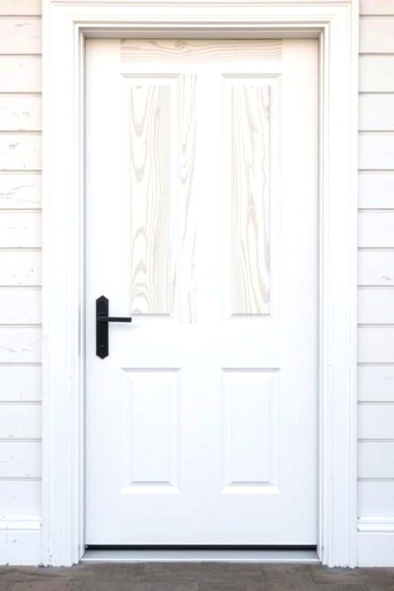 White Door with a Rustic Wood Overlay - 24 White Front Door Ideas