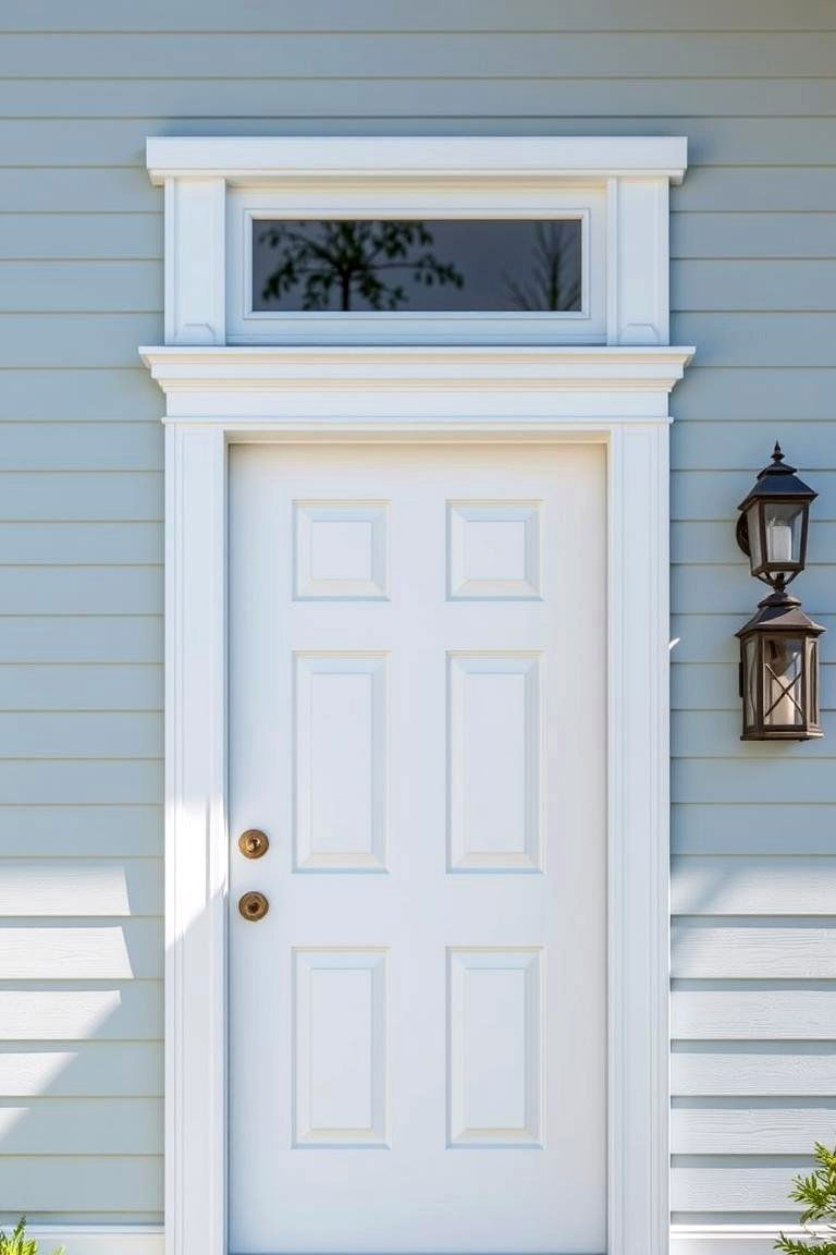 White Door with a Transom Window - 24 White Front Door Ideas