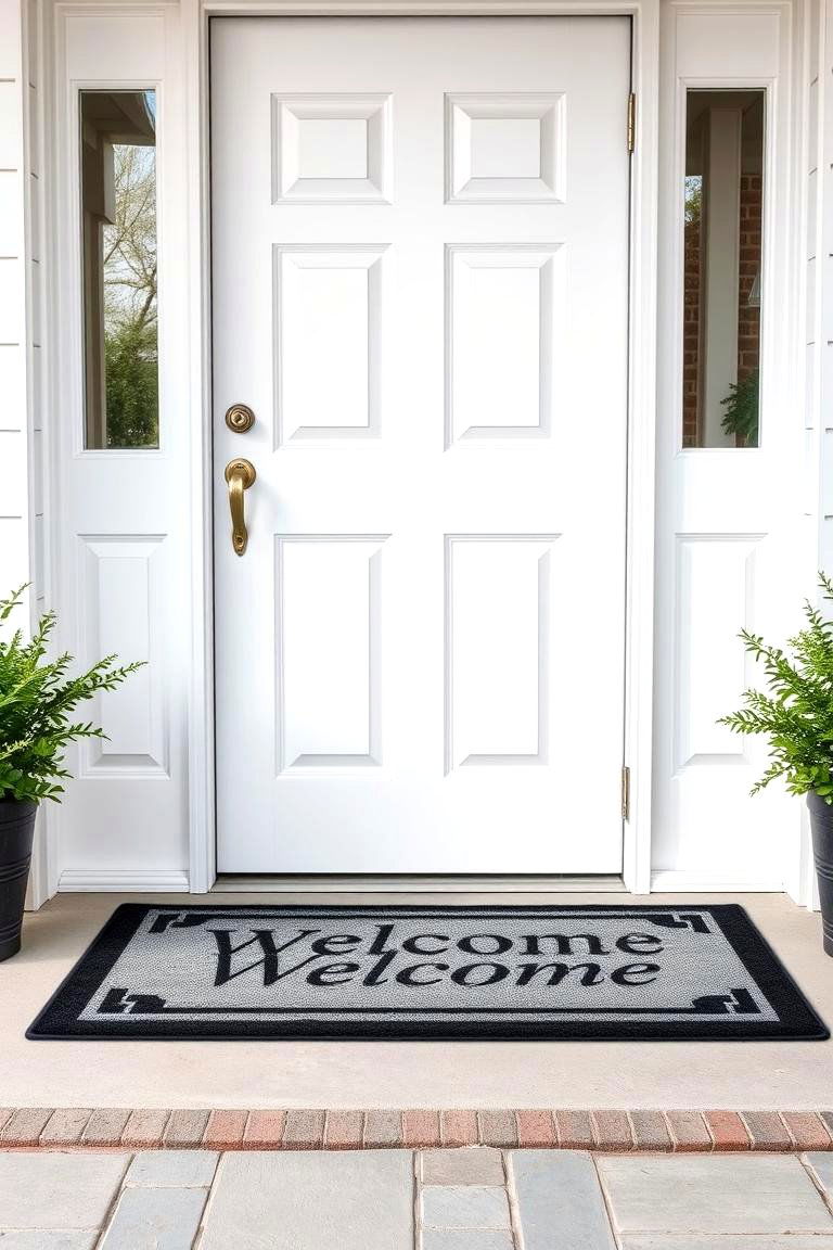White Door with a Welcome Mat - 24 White Front Door Ideas