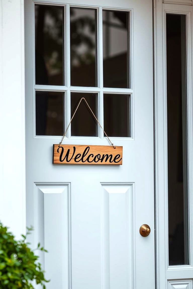 White Door with a Welcoming Message - 24 White Front Door Ideas