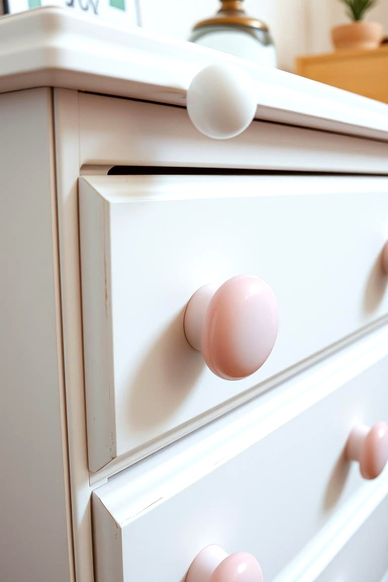 White Dresser with Pink Knobs - 24 Pink and White Bedroom Ideas