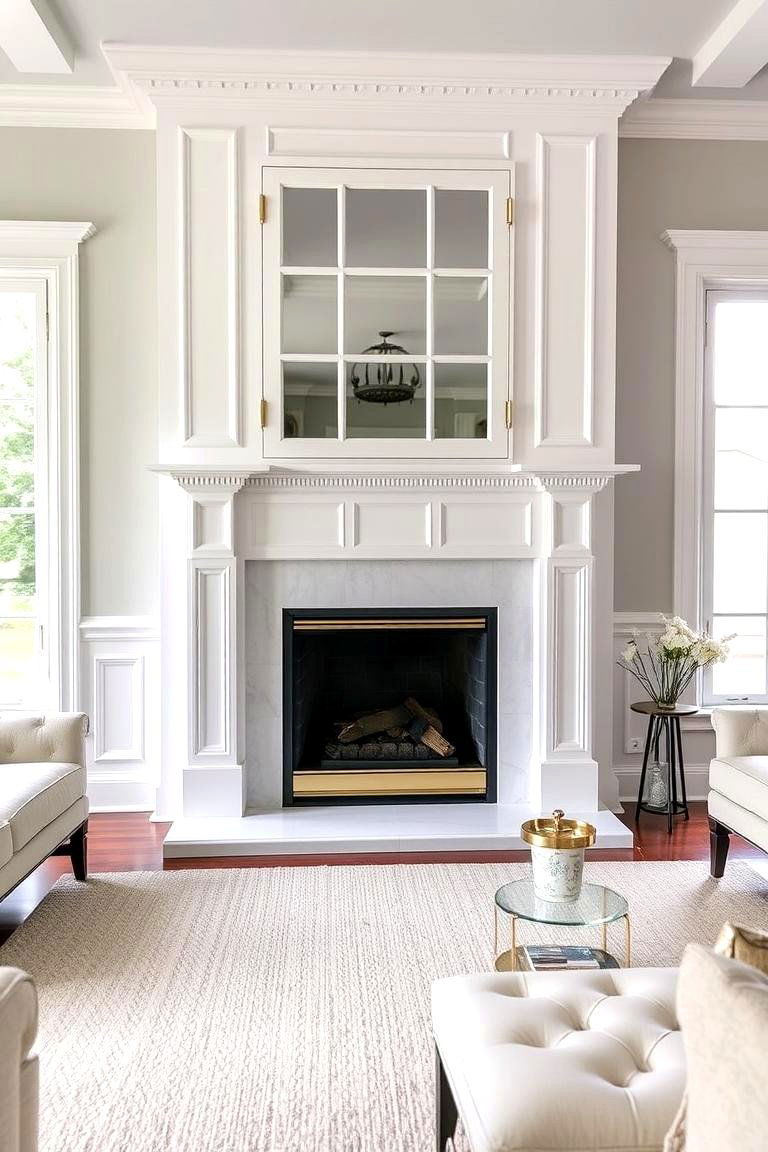 White Fireplace with Glass Doors - 24 White Fireplace Ideas
